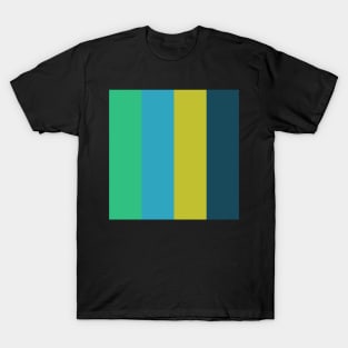 green blue and yellow stripe pattern T-Shirt